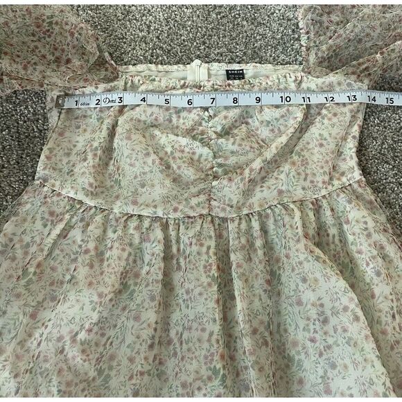 Shein Women Puff Sleeve Dress Square Neck Mini Coquette Sheer Balletcore Sz2 XS - Picture 8 of 10